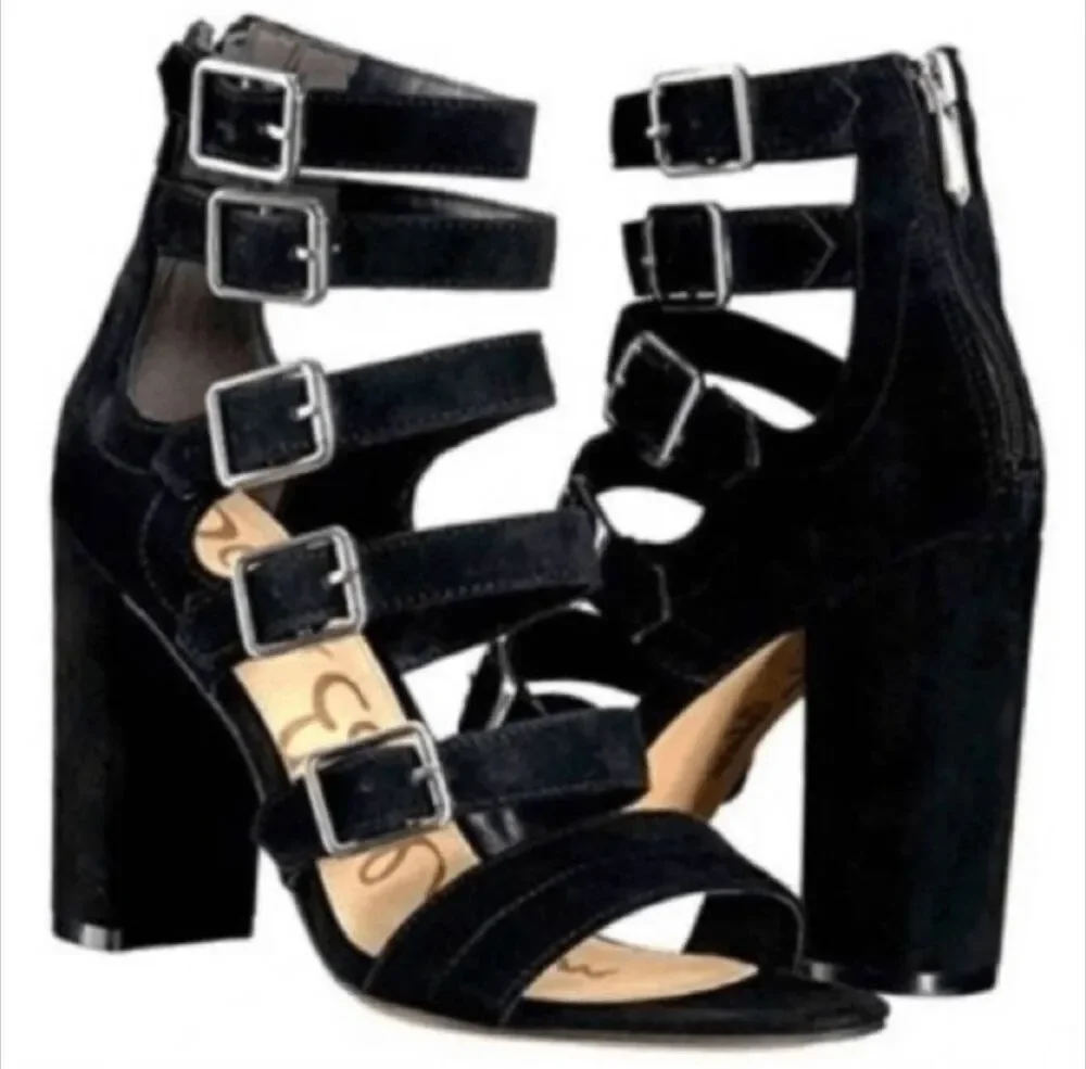 SAM EDELMAN Yasmina Black Strappy Sandals Size 7M